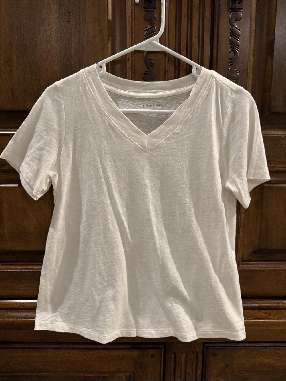 Eileen Fisher White V-Neck Short Sleeve Tee - NWT XXS